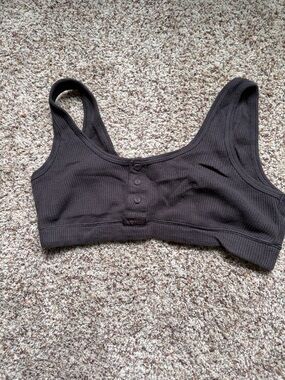 SKIMS Ribbed Crop Tank Top in Dark Brown